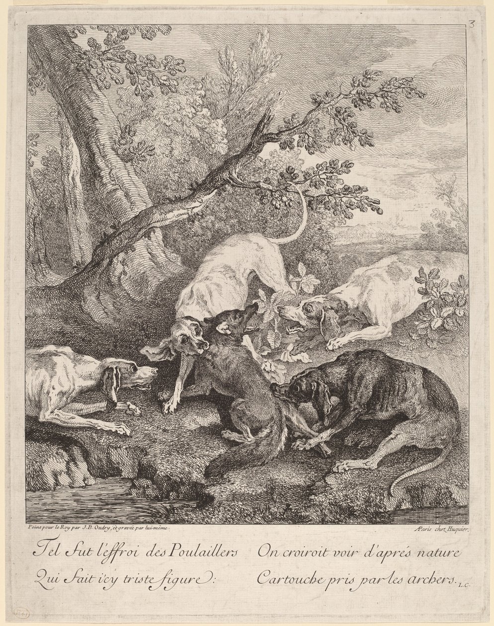Ein Fuchs von Hunden angegriffen von Jean-Baptiste Oudry