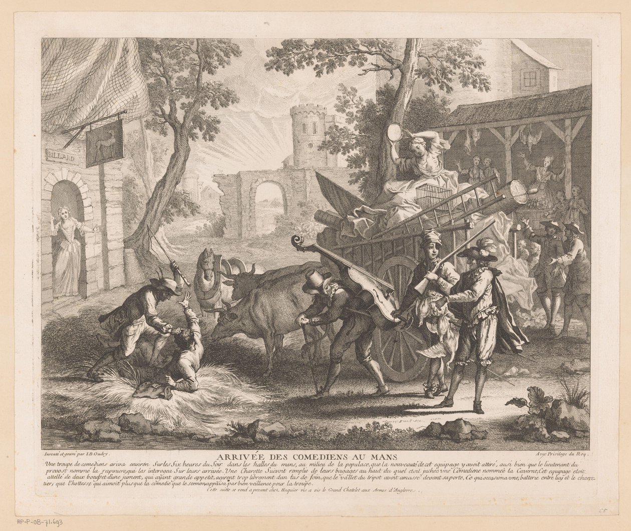 Gesellschaft kommt bei einem Gasthaus an von Jean-Baptiste Oudry