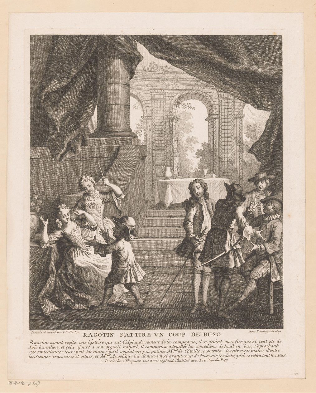 Ragotin bekommt einen Schlag auf die Finger von einer Dame von Jean Baptiste Oudry