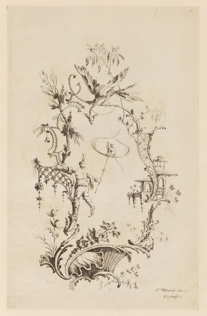 Tafel 6, "Ein neues Buch chinesischer Ornamente" von Jean Baptiste Pillement