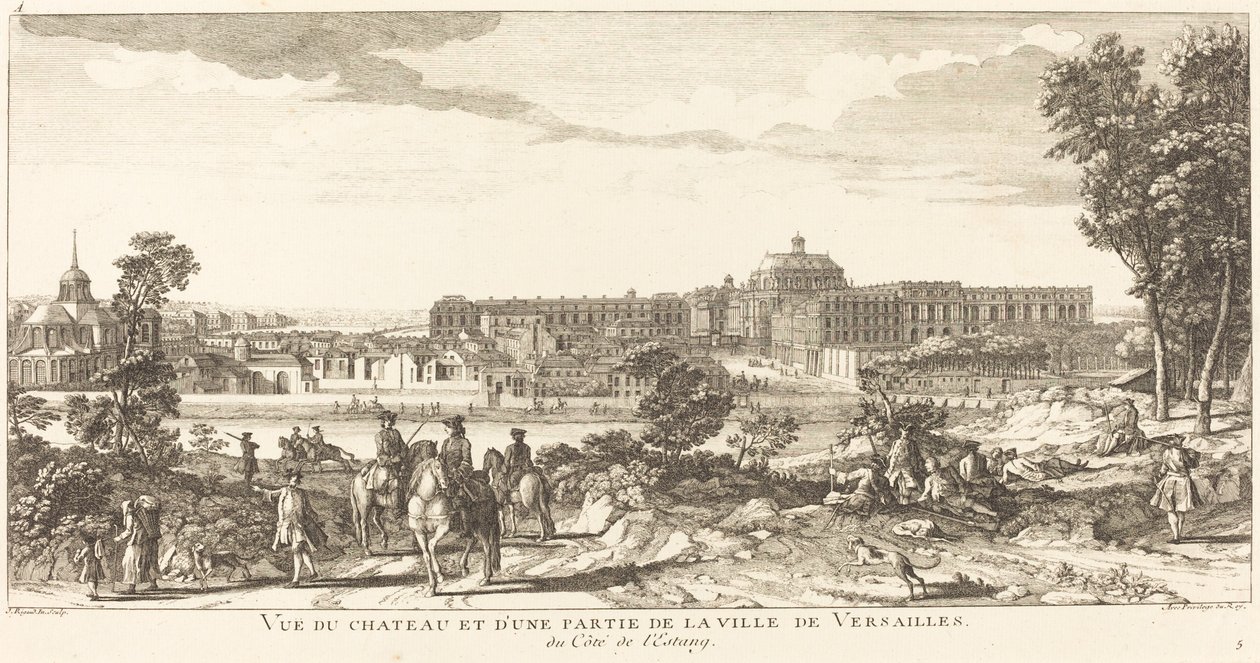 Ansicht des Schlosses und eines Teils der Stadt Versailles von Jean Baptiste Rigaud