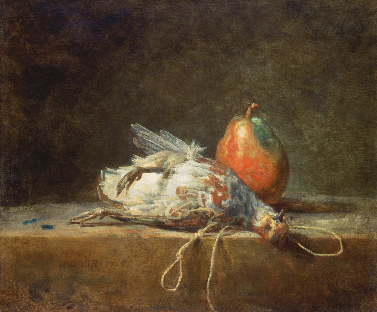 Stillleben mit Rebhuhn und Birne, 1748 von Jean Baptiste Simeon Chardin