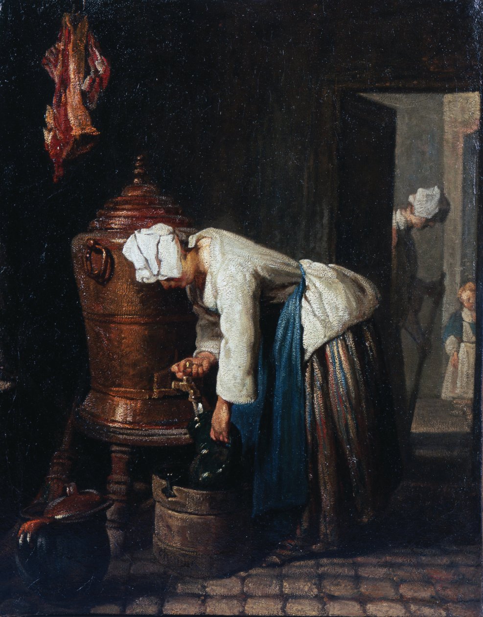 Frau schöpft Wasser am Zisternenbrunnen von Jean Baptiste Simeon Chardin