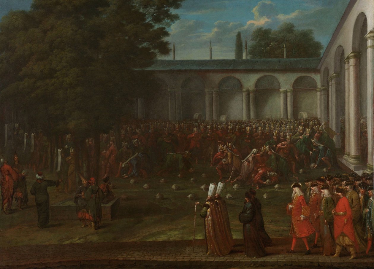 Cornelis Calkoen auf dem Weg zu seiner Audienz bei Sultan Ahmed III., ca. 1727-30 von Jean Baptiste Vanmour