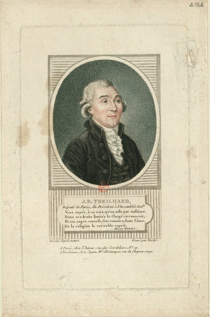 Porträt von Jean-Baptiste Treilhard 1742-1810, ca. 1790 von Jean Baptiste Verite