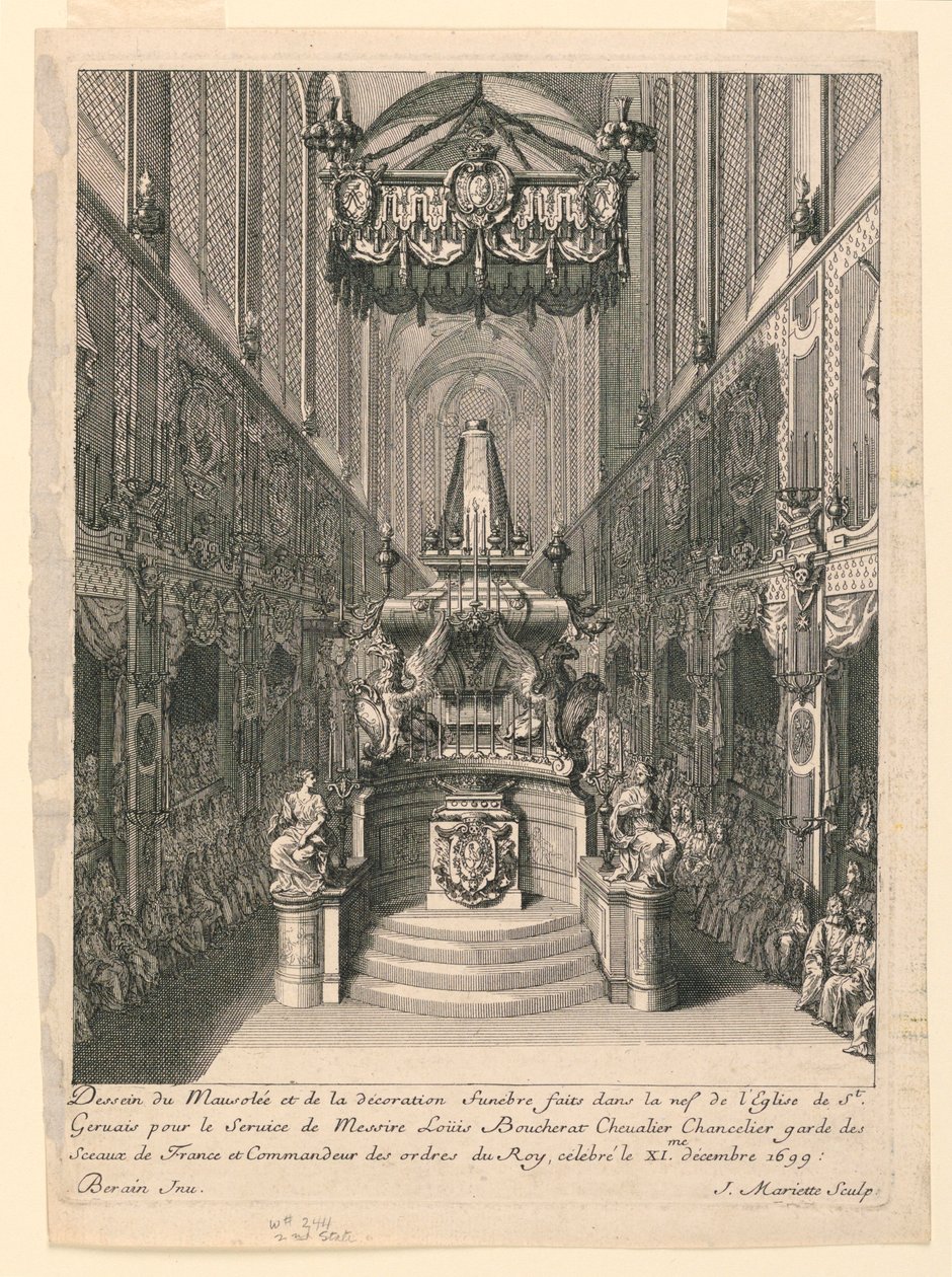 Katafalk von Louis Boucherat, zweiter Zustand, St. Gervais, Paris von Jean Bérain, the Elder