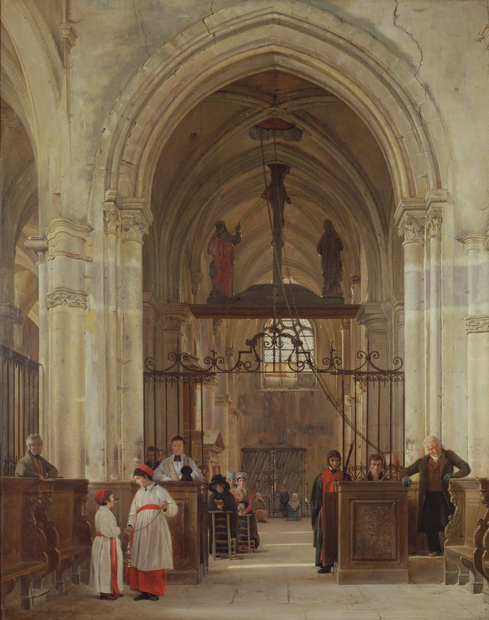 Innenraum der Kirche St. Prix, Valle de Montmorency, 1828 von Jean Bruno Gassies