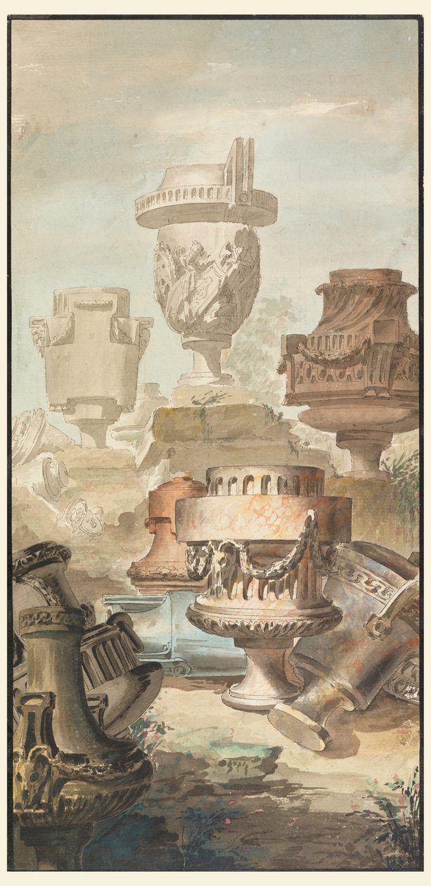 Ruinenfantasie: Vasen und Urnen, 1770 von Jean Charles Delafosse