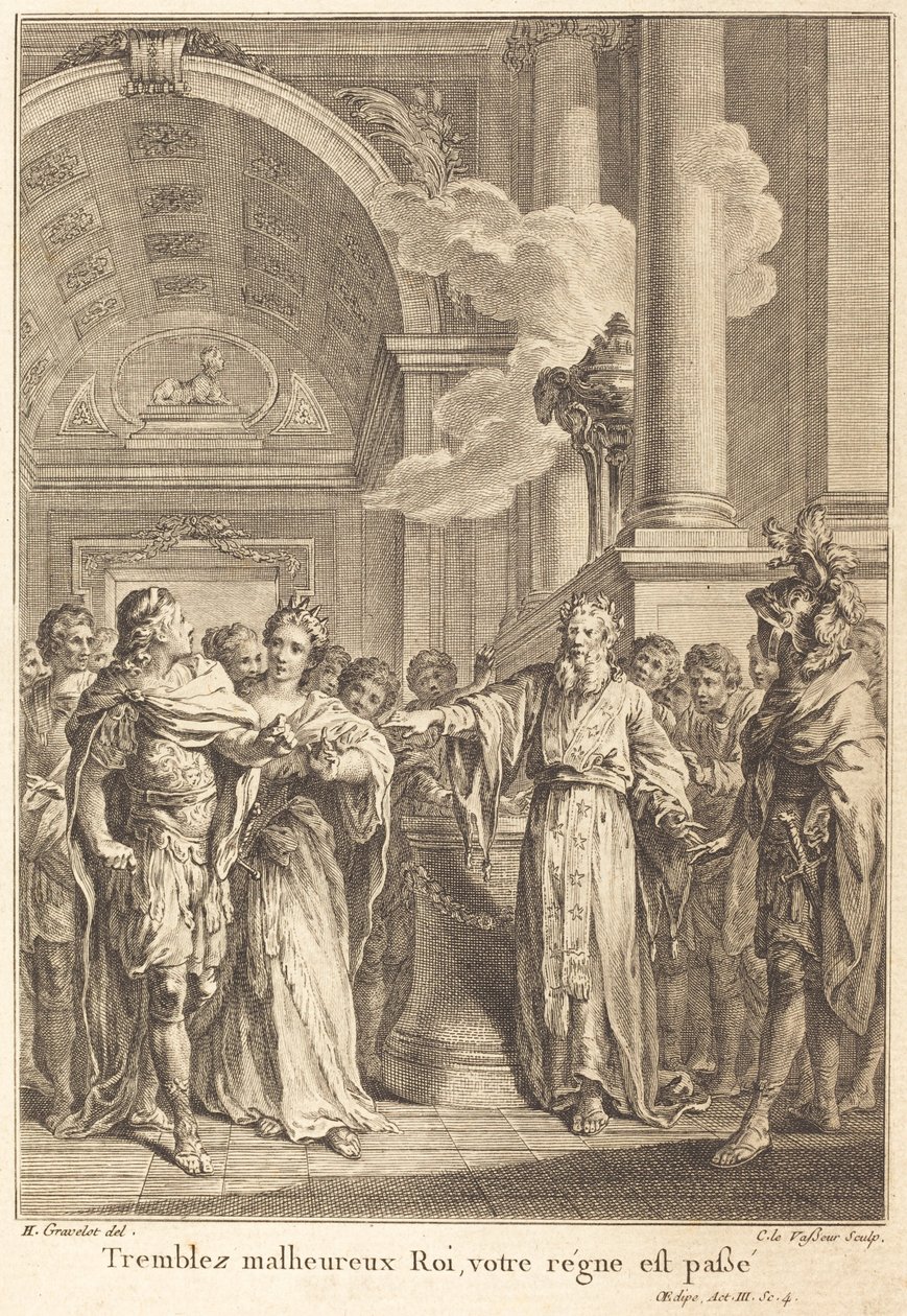 Zittert, unglücklicher König, eure Herrschaft ist vorbei von Jean Charles Levasseur after Hubert François Gravelot
