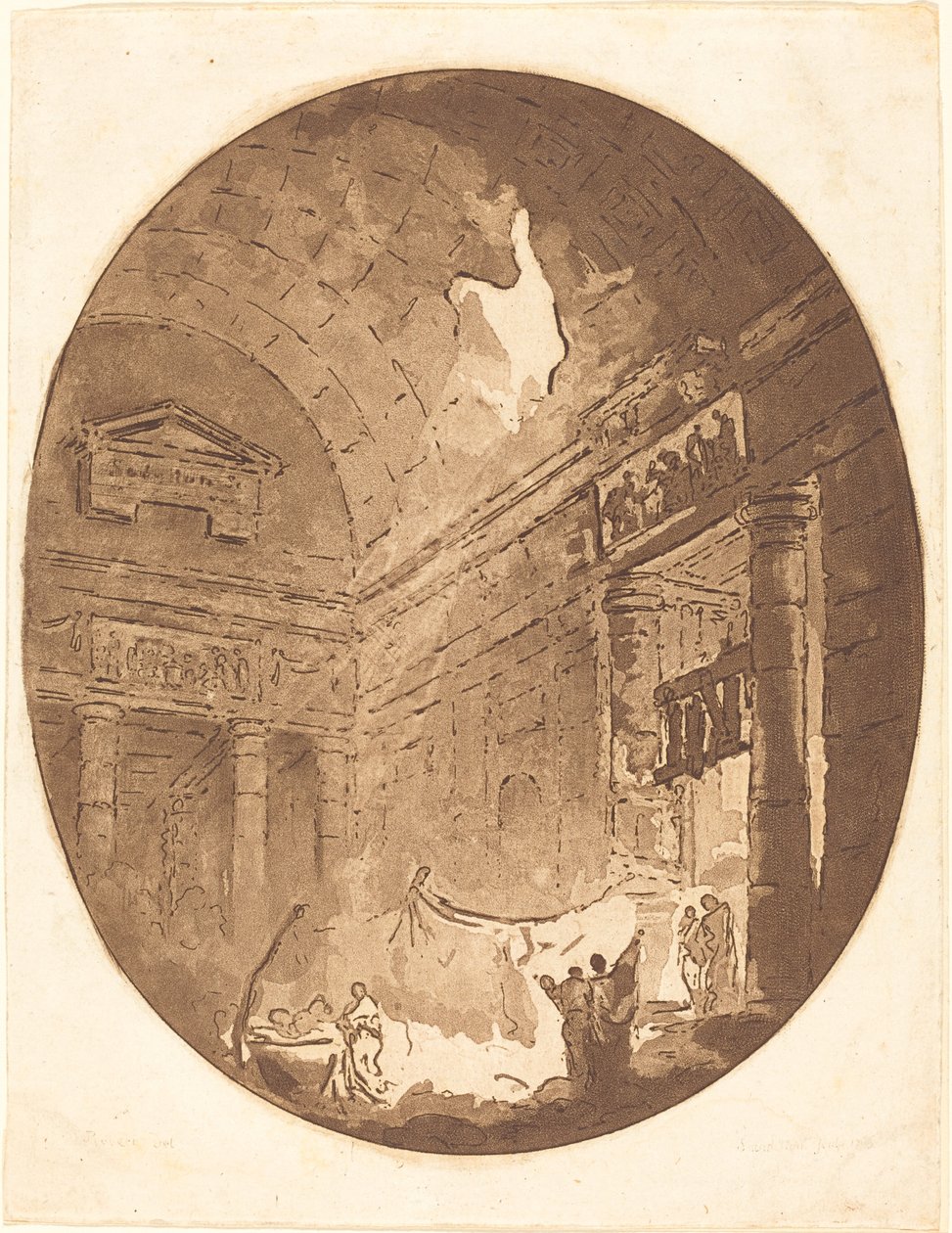 Innenraum einer römischen Villa von Jean Claude Richard, Abbé de Saint Non after Hubert Robert