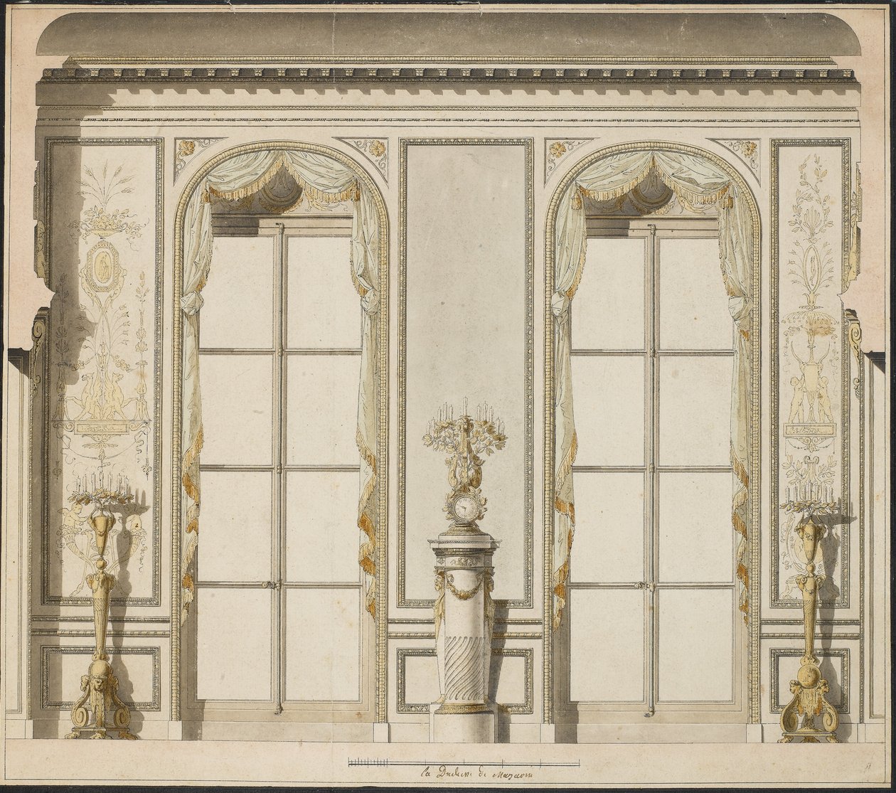 Architekturprojekt für die Grande Galerie des Hotel de Madame de Mazarin in Paris von Jean Desmosthene Dugourc