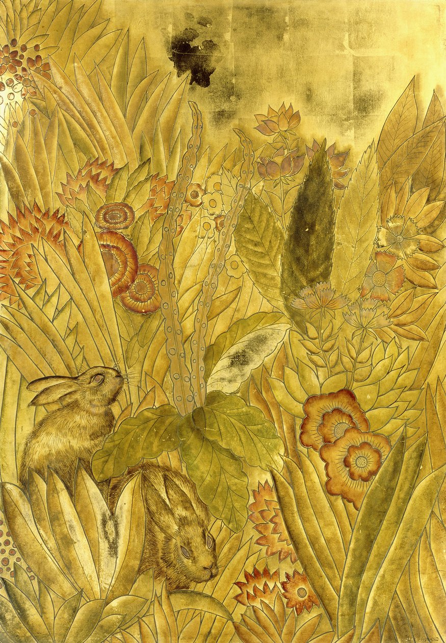 Kaninchen und Blumen; Lapins et Fleurs von Jean Dunand