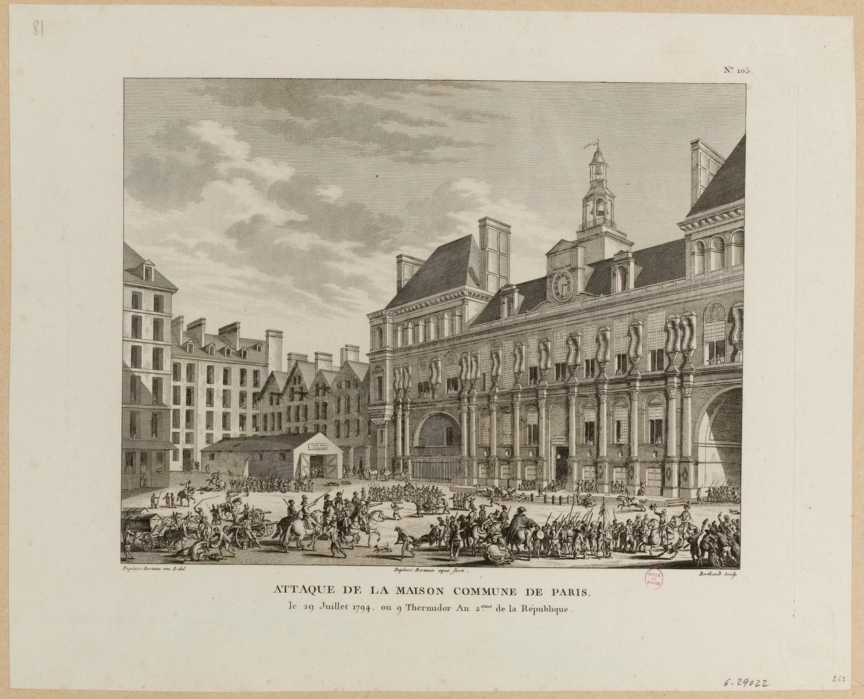Angriff auf das Pariser Rathaus von Jean Duplessis Bertaux