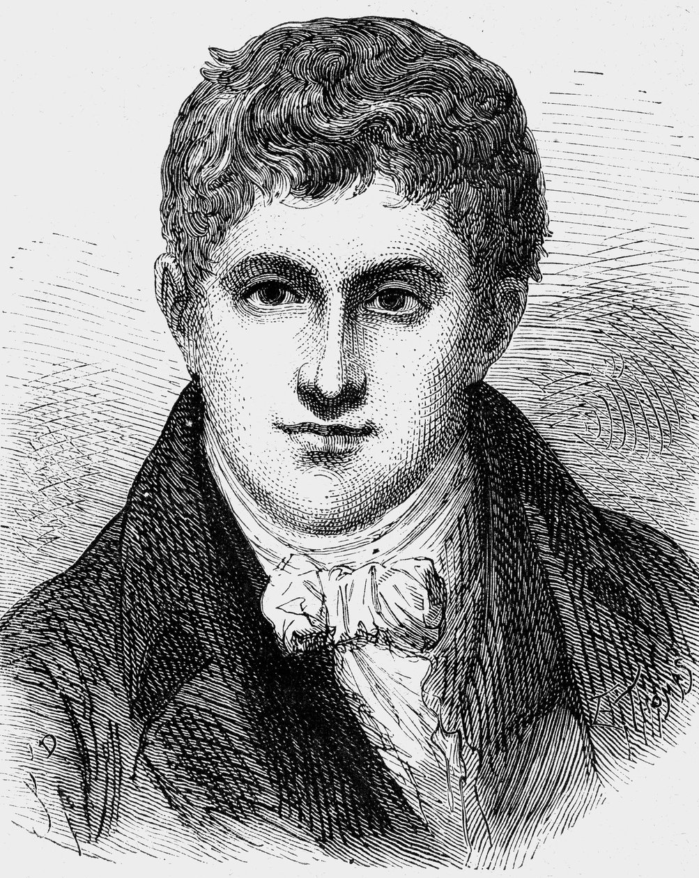 Humphry Davy (1778-1829) englischer Physiker und Chemiker, Stich von Jean Edouard Dargent
