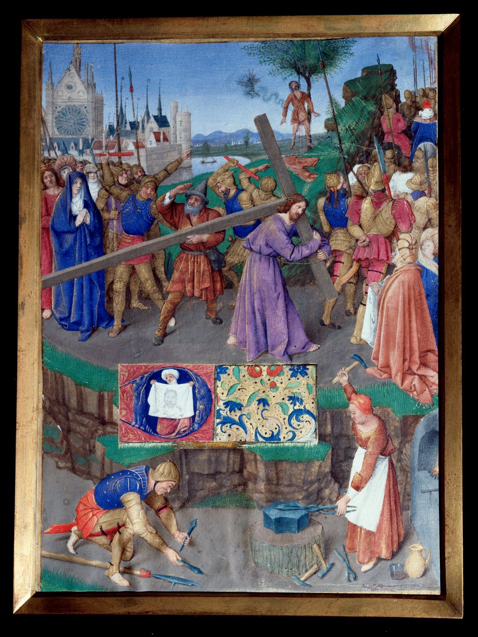 Kreuztragung. Miniatur aus dem Stundenbuch des Etienne Chevalier von Jean Fouquet (1420-1477/1481) von Jean Fouquet