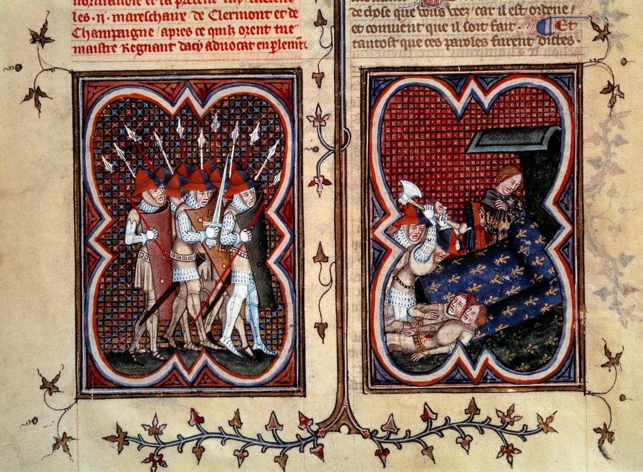 Die Marschälle Robert de Clermont und Jean de Conflans wurden von Étienne Marcel (1315-1358) und seinen Männern im Zimmer des Delfins Charles (zukünftiger Karl V.) im Palais de la Cité am 22. Februar ermordet von Jean Fouquet