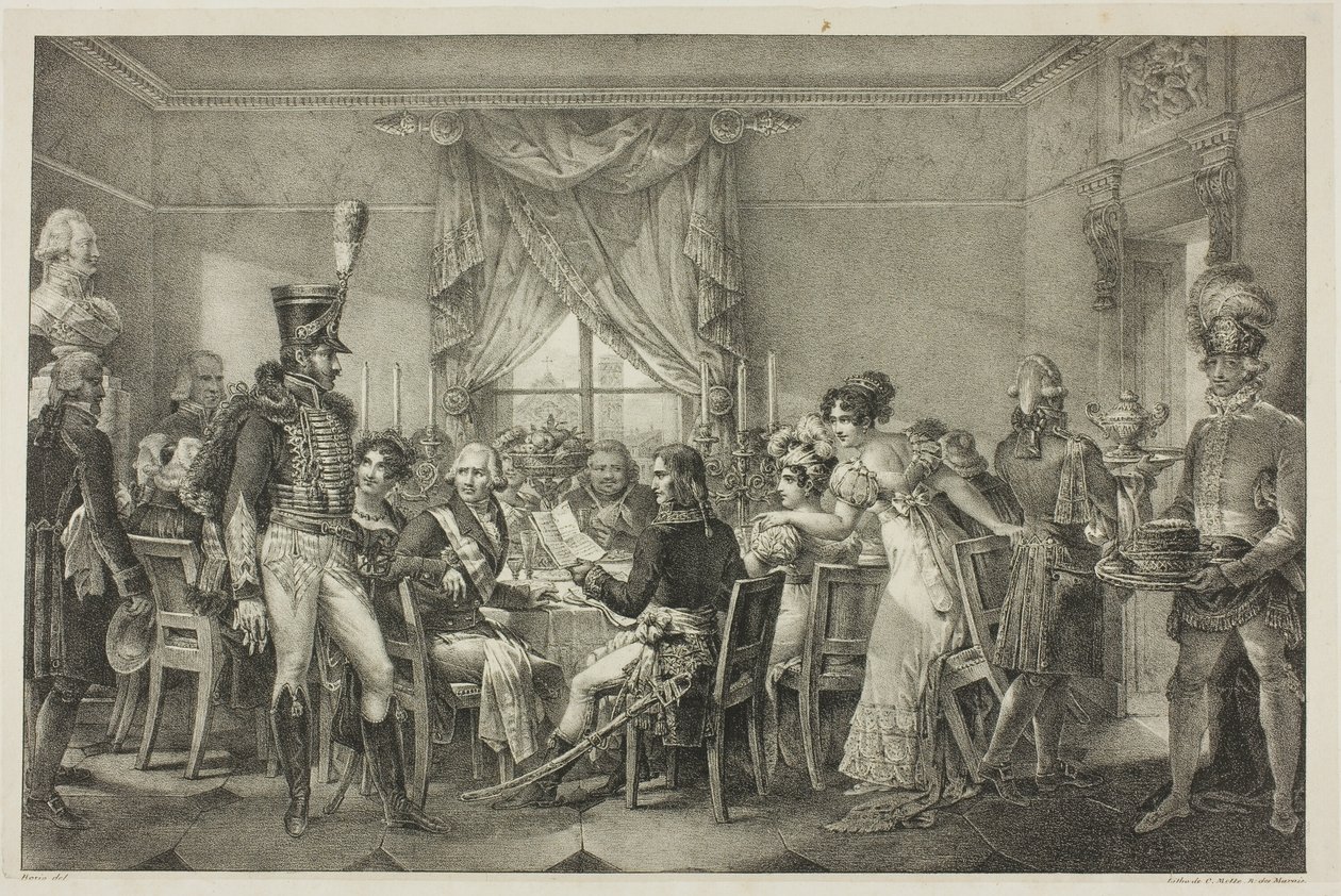 Napoleon im Palast des Großherzogs in Florenz, Platte dreizehn aus Das politische und militärische Leben Napoleons von Jean Francois Bosio