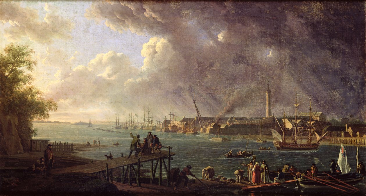 Ansicht des Hafens von Lorient von Jean Francois Hue