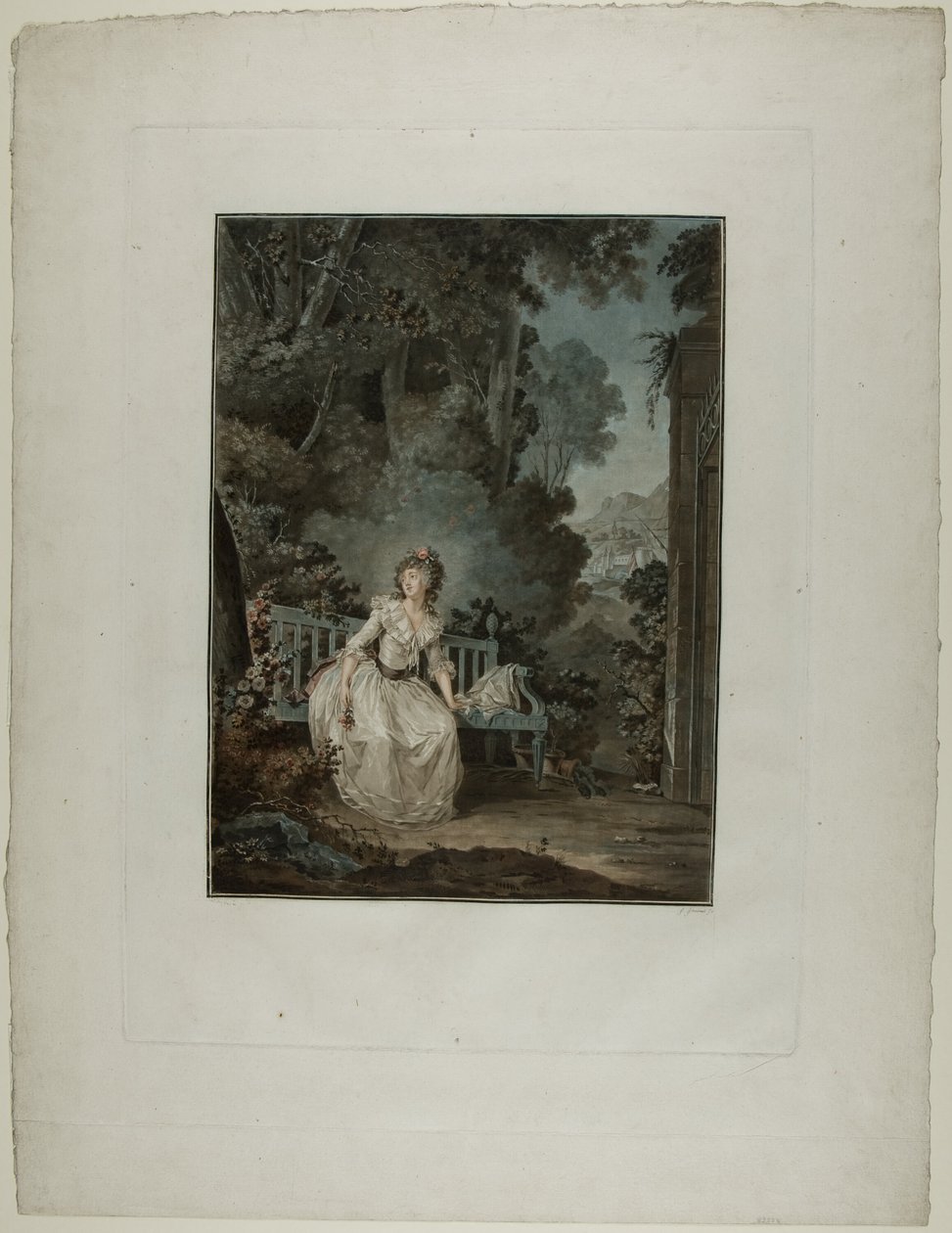 Madame Dugazon in der Oper „Nina, ou La folle par amour“ (Nina, oder Die Frau, die aus Liebe verrückt wurde) von Jean Francois Janinet