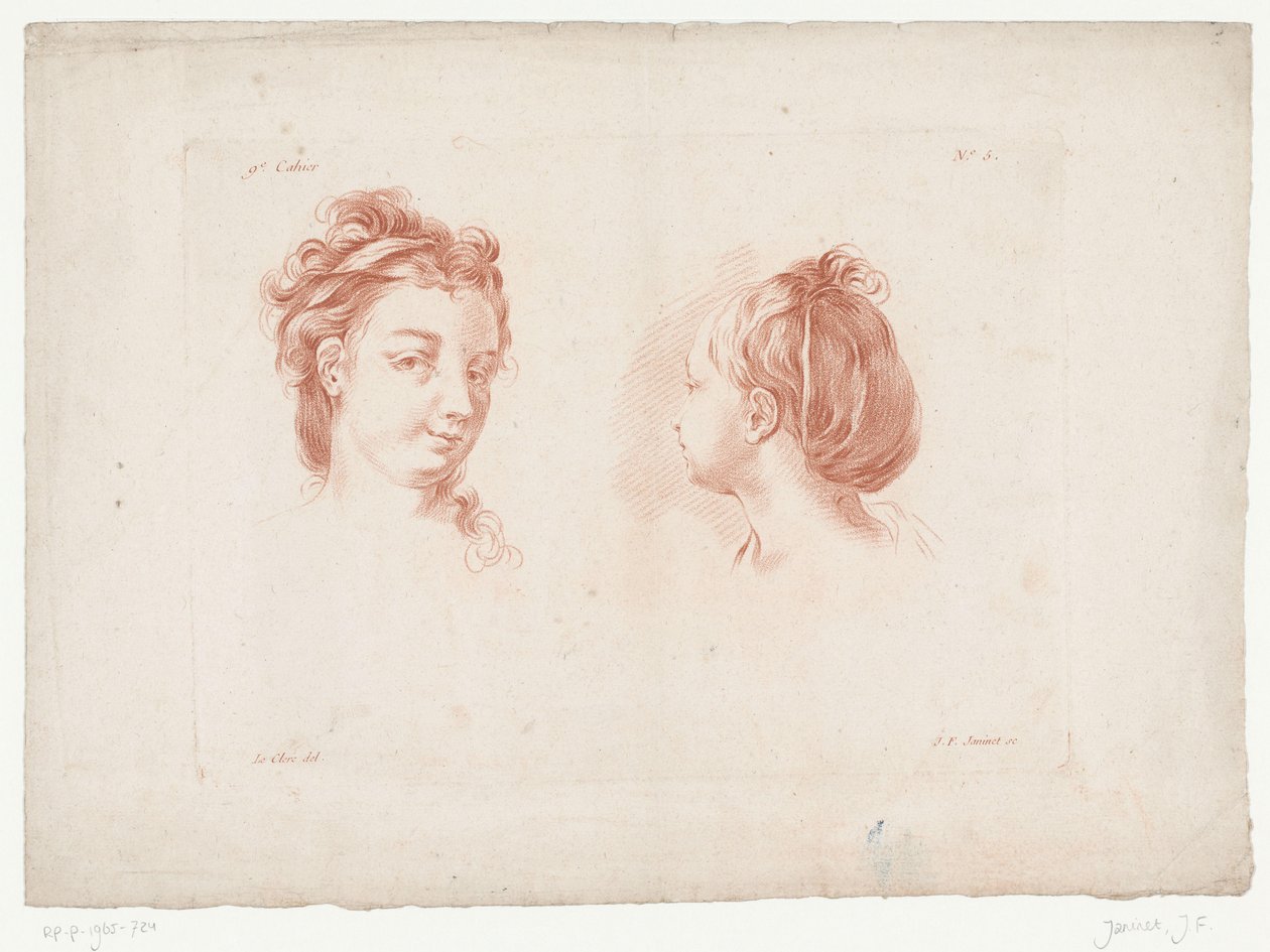 Zwei Frauenköpfe von Jean Francois Janinet
