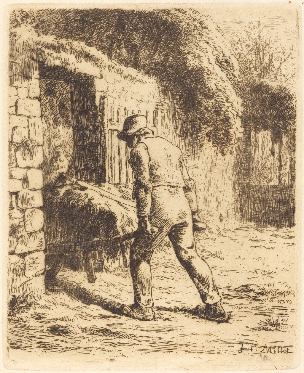Mann mit Schubkarre von Jean Francois Millet