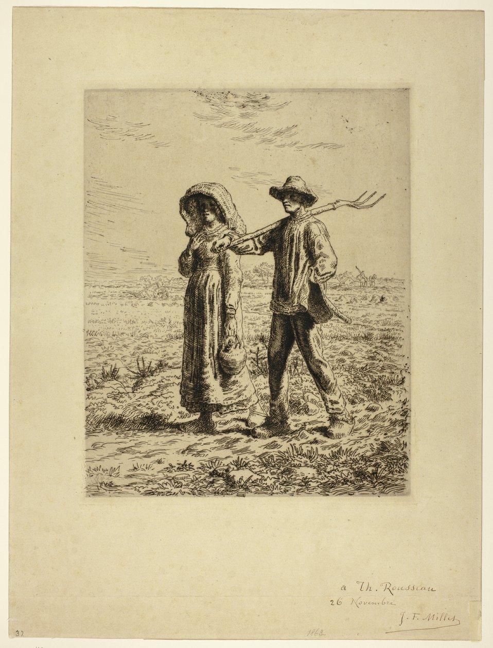 Bauern auf dem Weg zur Arbeit von Jean Francois Millet