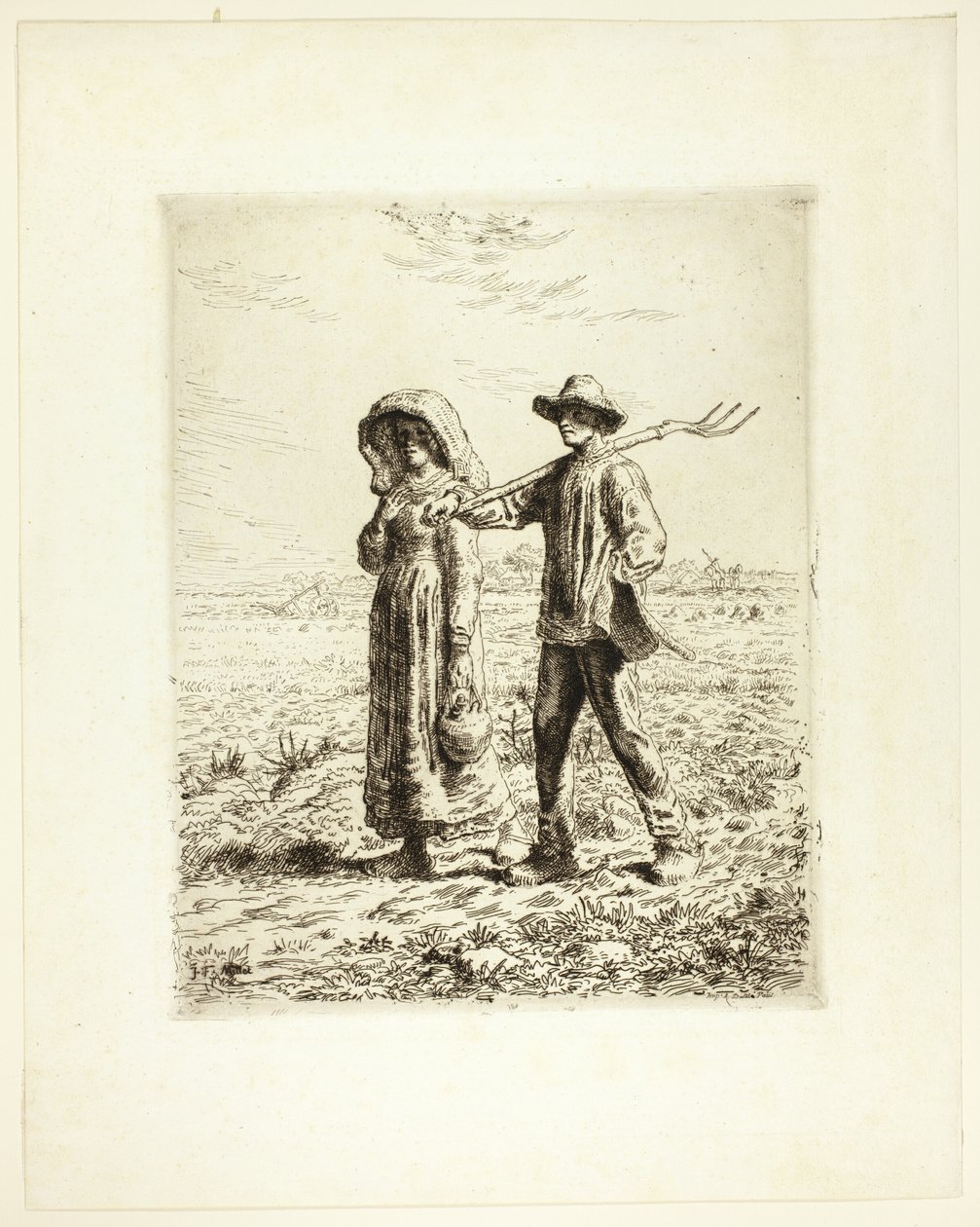 Bauern auf dem Weg zur Arbeit von Jean-Francois Millet