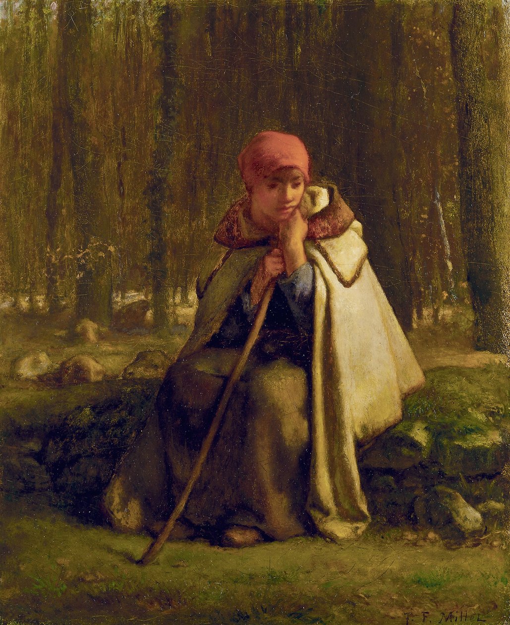 Sitzende Schäferin, ca. 1852 von Jean Francois Millet