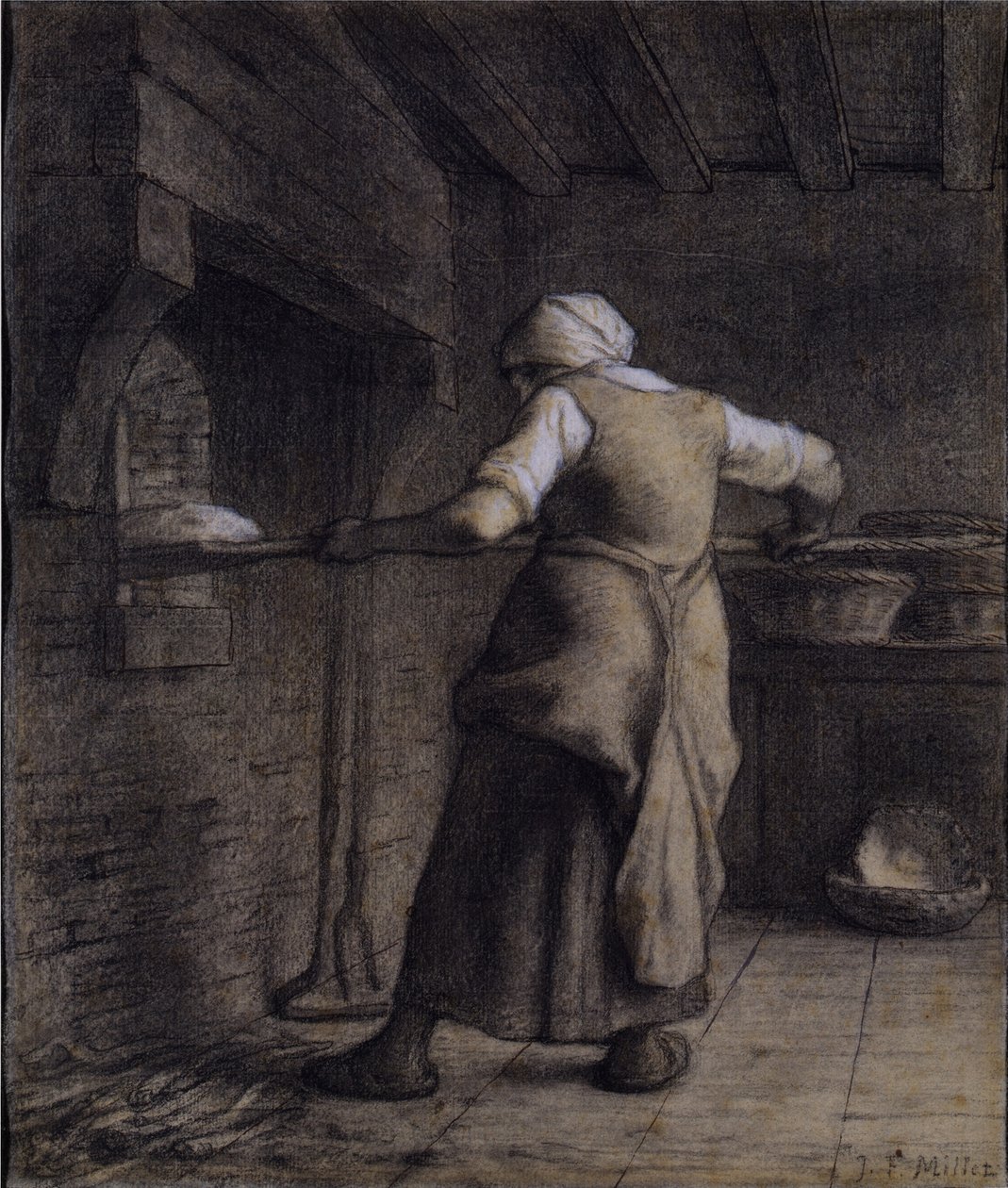 Frau beim Brotbacken von Jean-Francois Millet