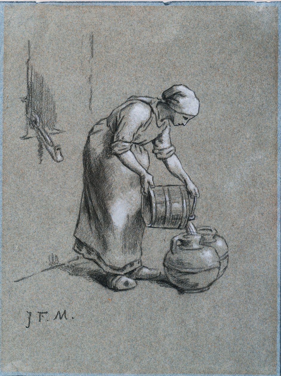 Frau an einem Brunnen von Jean-Francois Millet