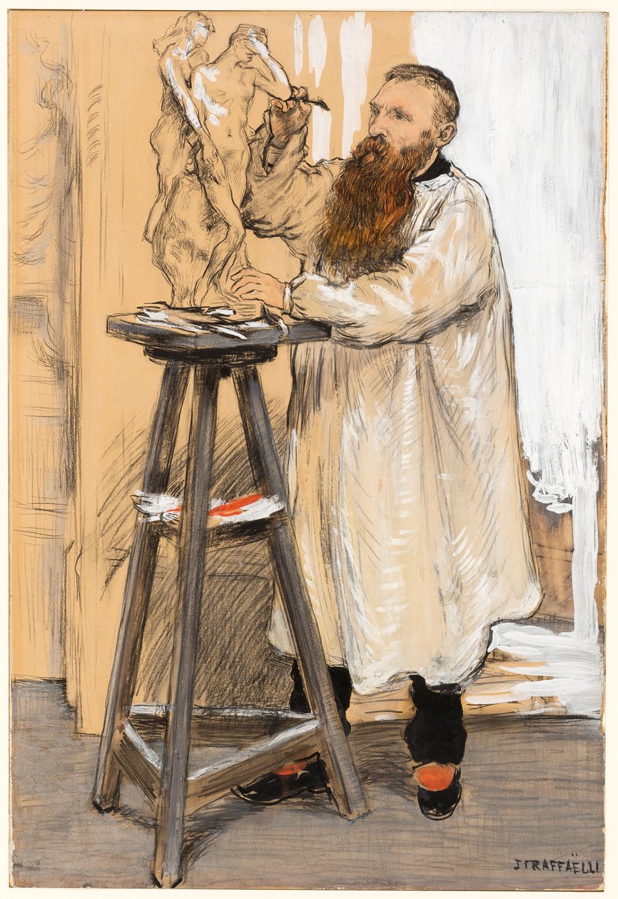 Porträt des Bildhauers Auguste Rodin in seinem Atelier von Jean Francois Raffaelli