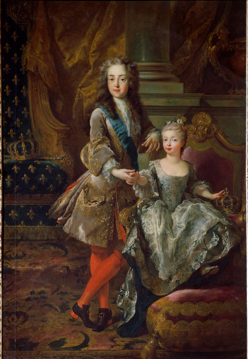 Porträt von König Ludwig XV. und seiner Verlobten Marie Anne Victoire von Spanien von Jean François de Troy