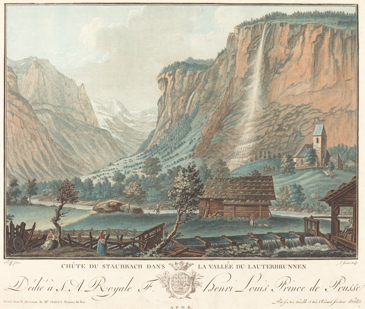 Wasserfall bei Staubbach im Lauterbrunnental von Jean François Janinet after Caspar Wolf