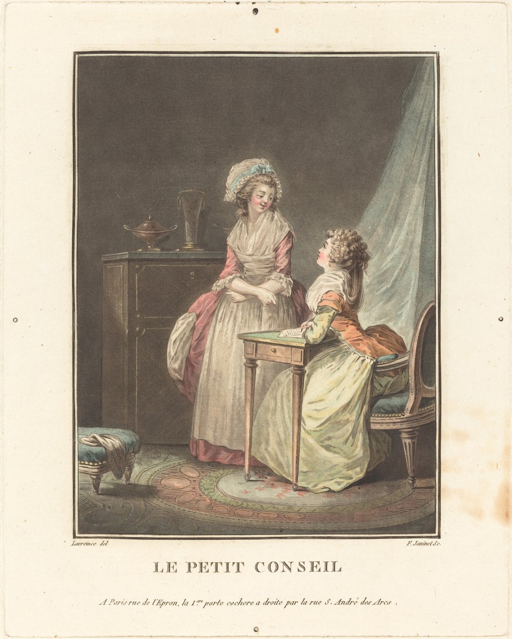 Der kleine Rat von Jean François Janinet after Nicolas Lavreince