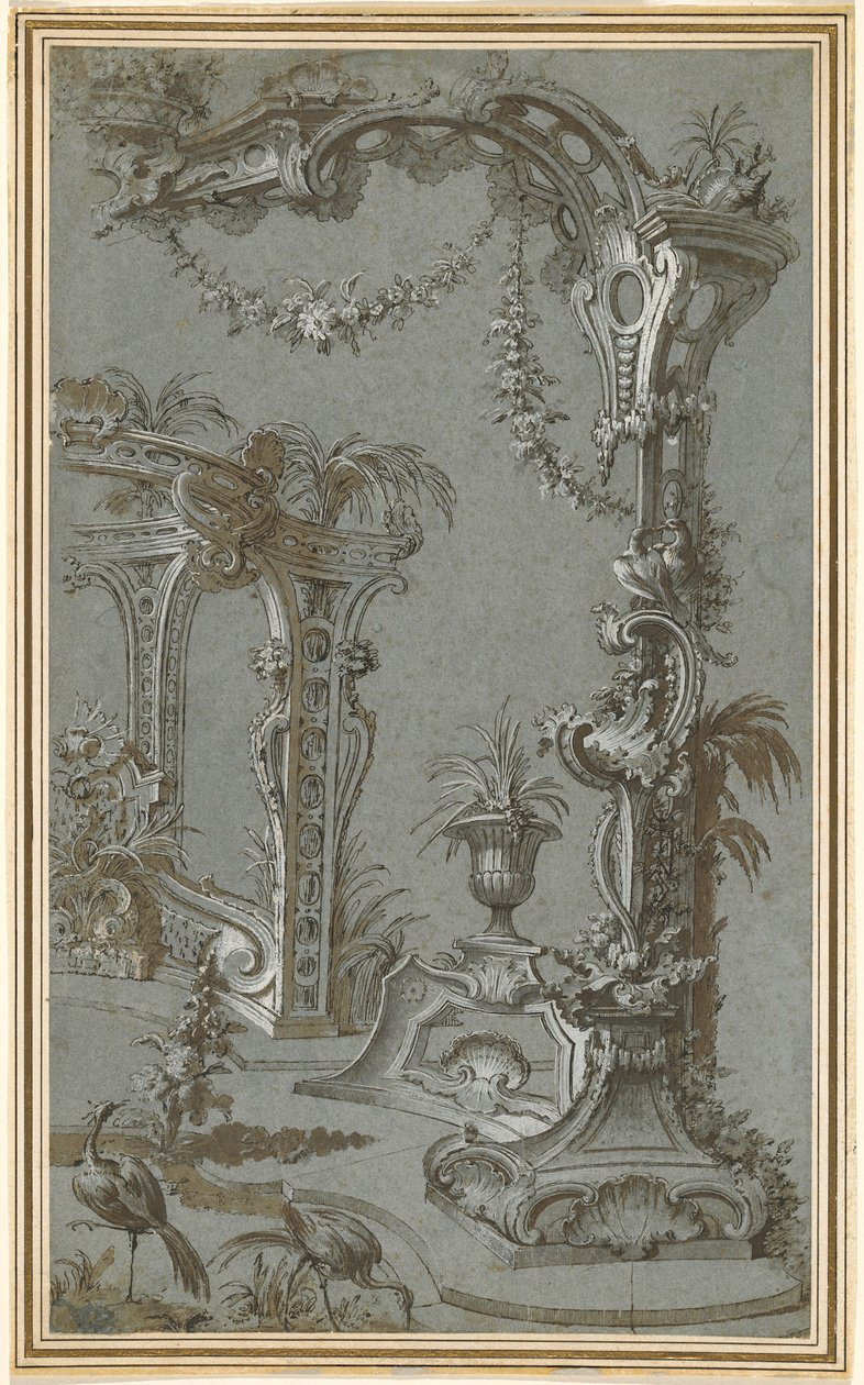 Ein Rokoko-Gartengitter und Pavillon von Jean François de Cuvilliés I