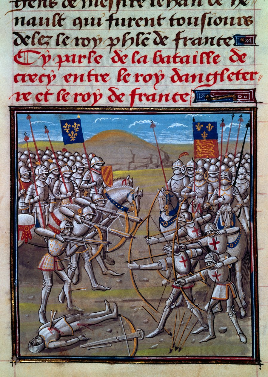 Schlacht von Crécy, Miniatur aus Froissarts Chroniken von Jean Froissart von Jean Froissart