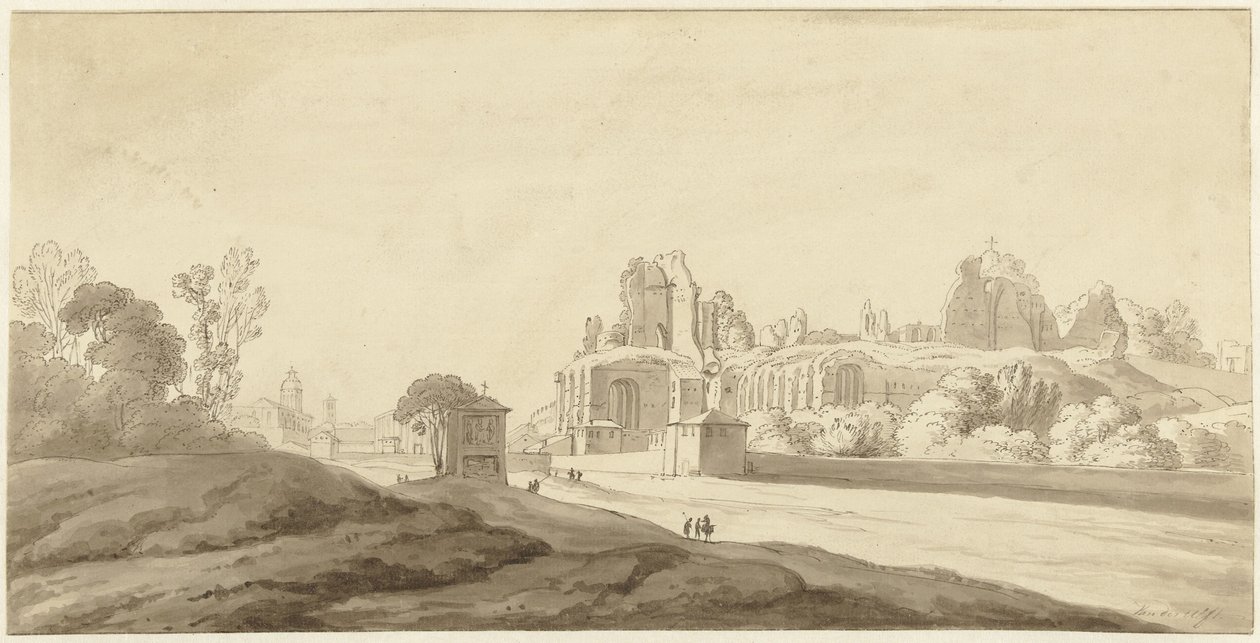 Ansicht der Ruinen des Palastes auf dem Palatin in Rom von Jean Grandjean (attributed to)