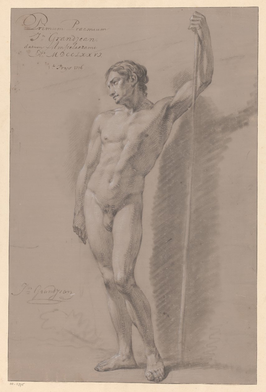 Stehender männlicher Akt, von vorne gesehen (1. Preis 1776) von Jean Grandjean