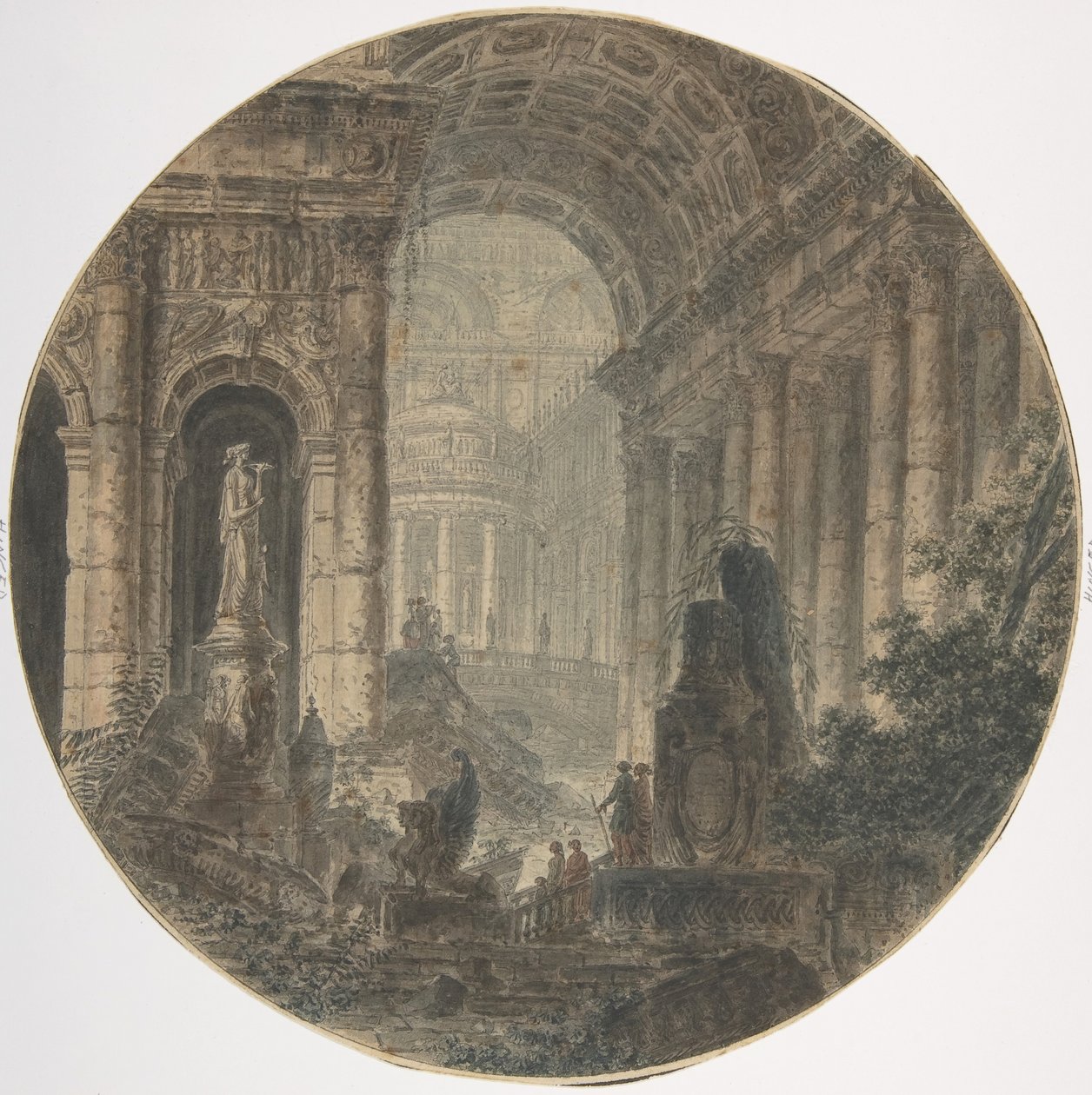 Architektonische Fantasie, 18. Jahrhundert von Jean Henri Alexandre Pernet.