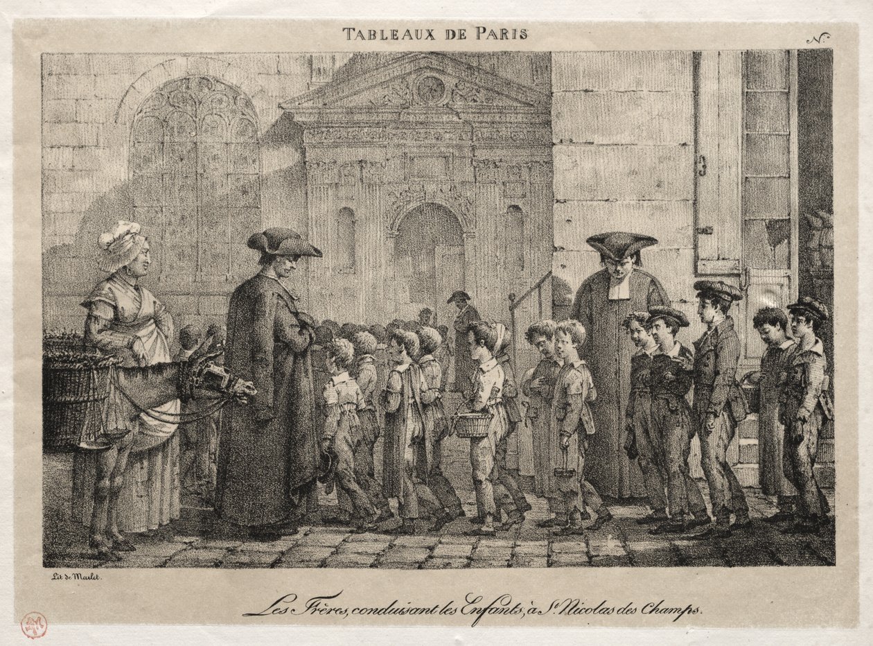 Szenen aus Paris: Die Brüder führen die Kinder zu St. Nikolaus der Felder von Jean Henri Marlet