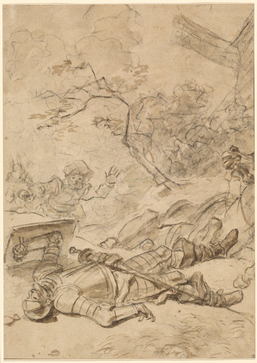 Don Quijote von der Windmühle besiegt von Jean Honore Fragonard