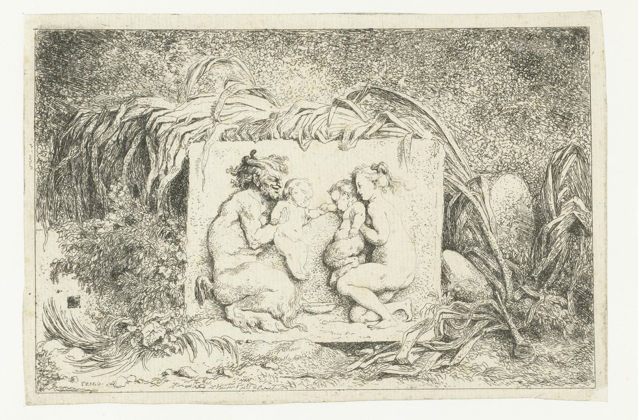Satyr und Nymphe mit zwei Kindern von Jean Honore Fragonard