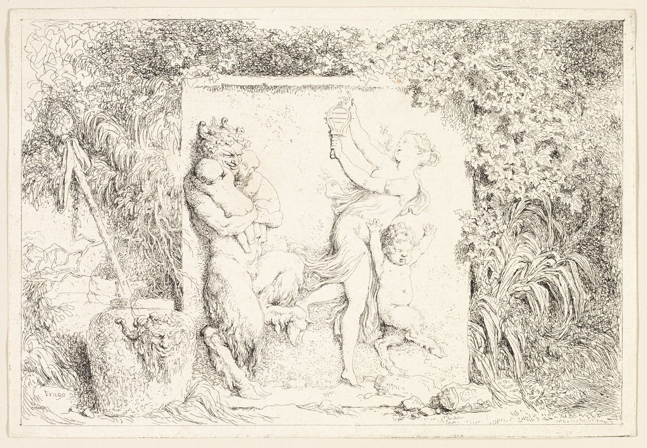 Tanzende Satyrn aus Bacchanales oder Satyrspiele von Jean Honore Fragonard