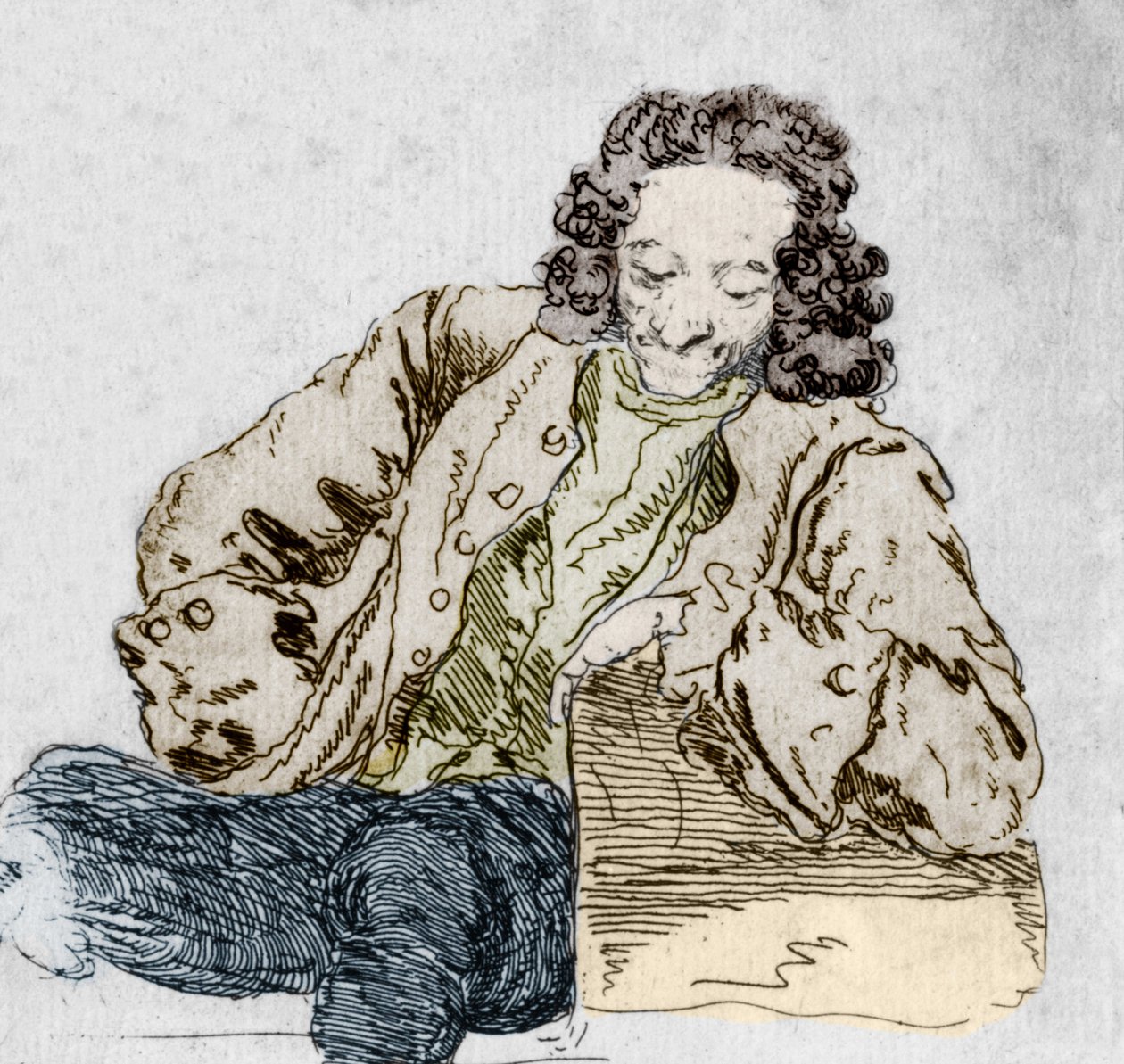 Porträt von François-Marie Arouet, genannt Voltaire (Detail) von Jean Huber