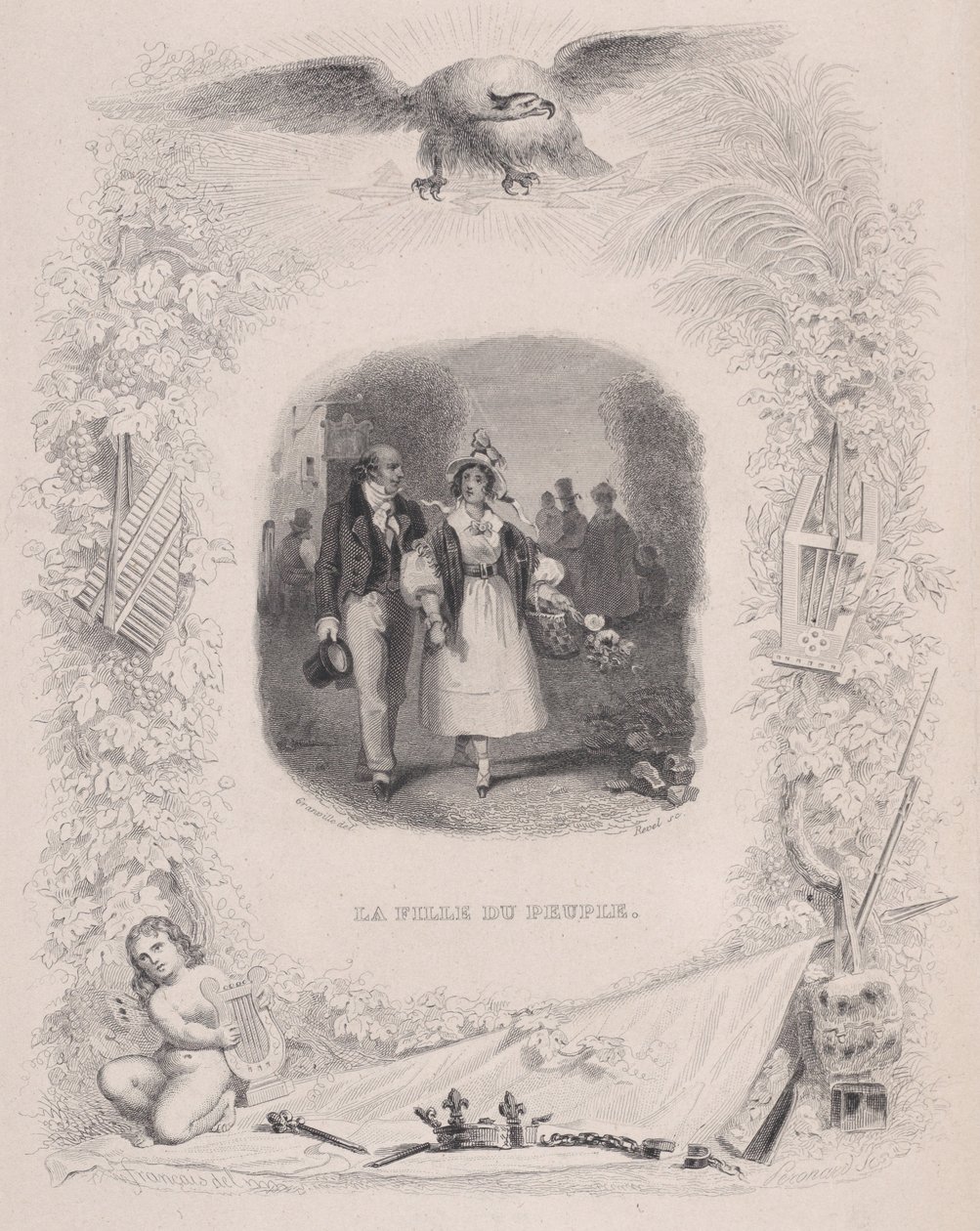 Tochter des Volkes aus Die Lieder von Béranger, 1829 von Jean Ignace Isidore Gérard