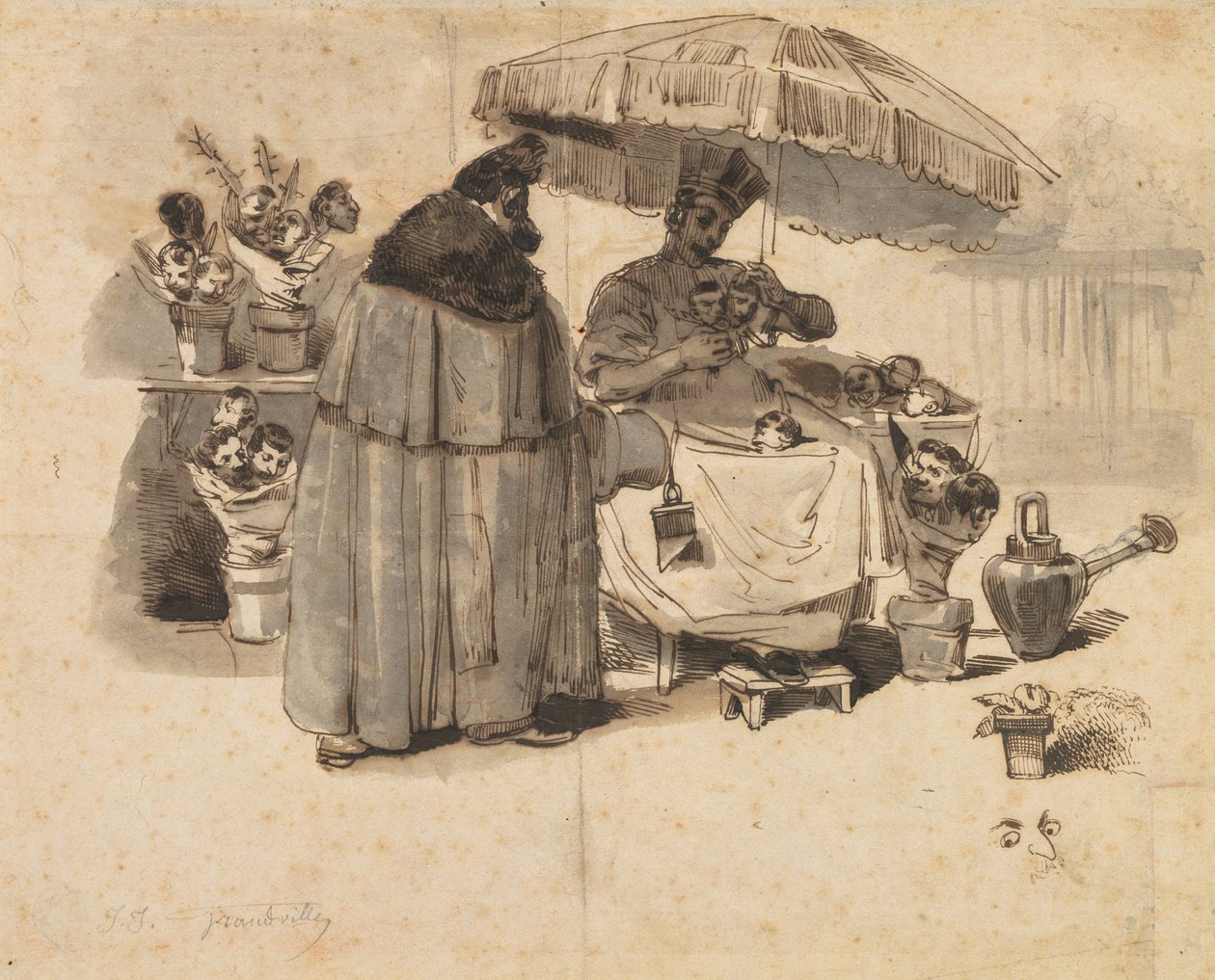 Studie für "Au Bouquet de persil" (Ein Bouquet Petersilie) von Jean Jacques Grandville