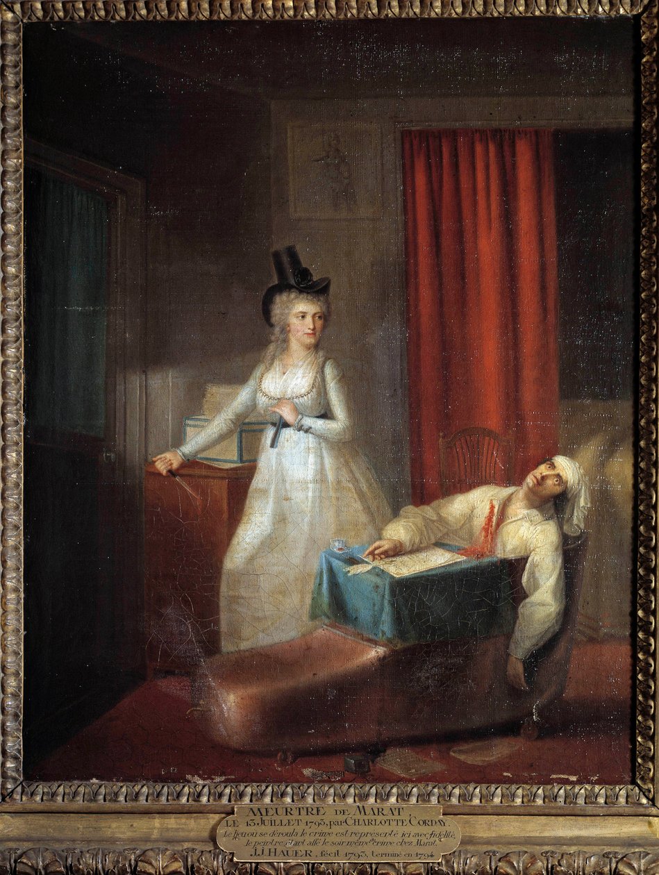 Charlotte Corday ermordet Jean Paul Marat von Jean Jacques Hauer