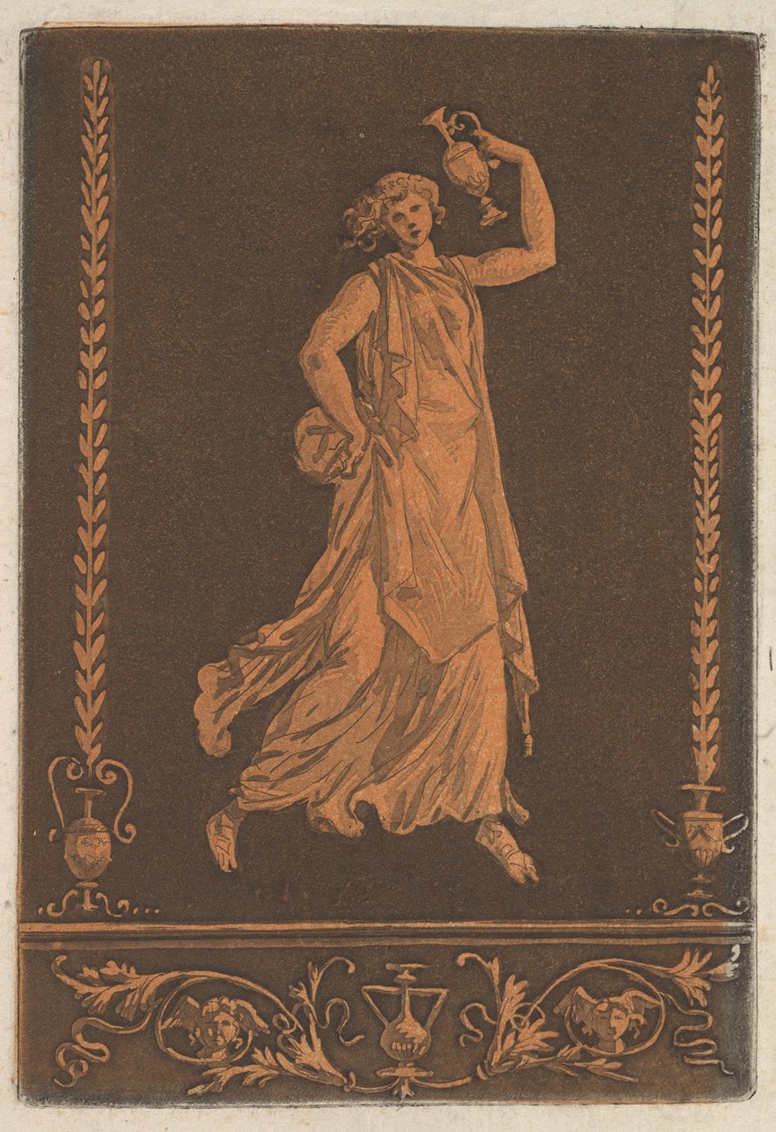 Junge drapierte Frau, von links nach rechts gehend, einen Metallkrug tragend, ca. 1784 von Jean Jacques Lagrenee