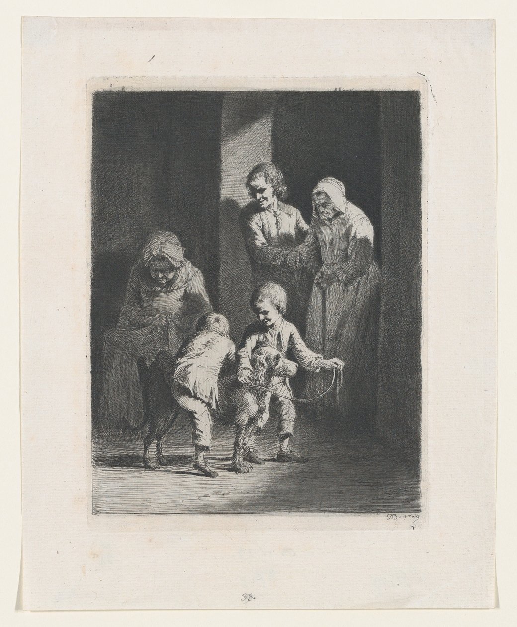 Kinder spielen mit einem Hund, 1789 von Jean Jacques de Boissieu