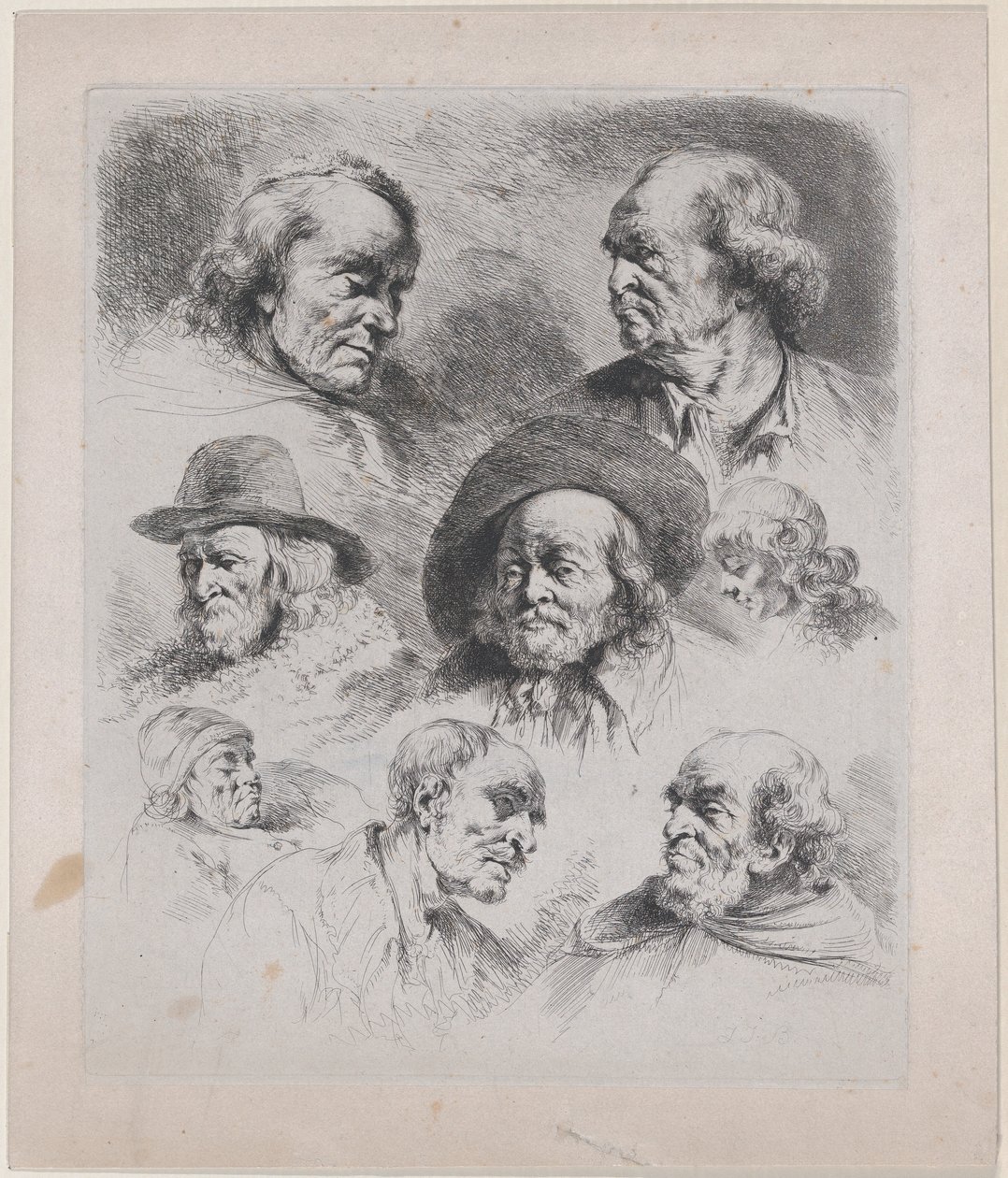 Studie von acht Köpfen, 1795 von Jean Jacques de Boissieu